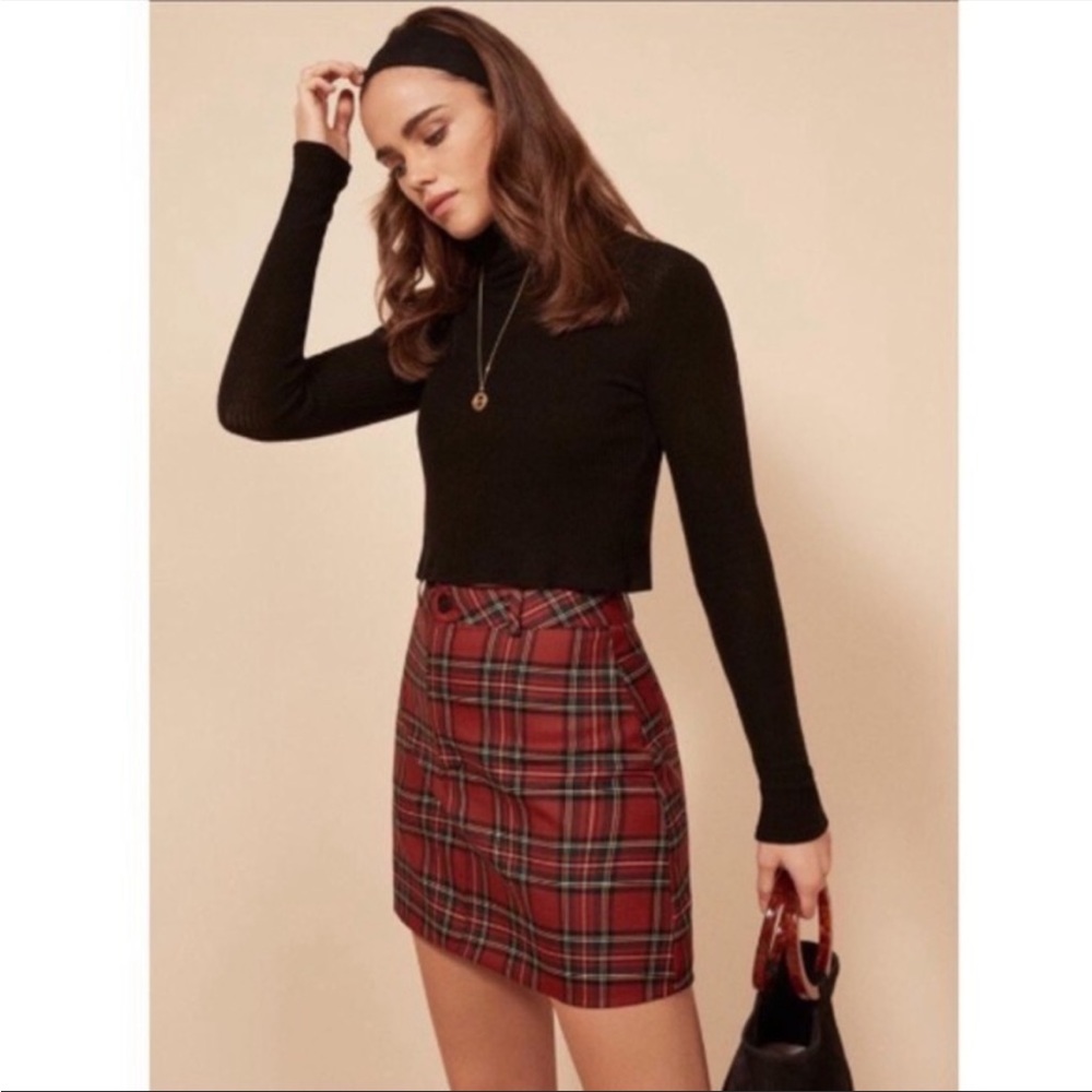 Reformation Tartan Plaid Mini Skirt Size 8 EUC